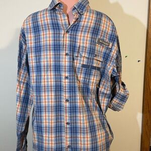 Columbia Mens Medium Long/short Sleeve Button Down PHG Shirt Blue/White/Orange‎